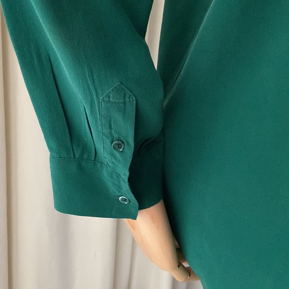 Joie | “Marlo” Silk Military Flap Pocket Blouse | Teal/Green | Medium - Picture 6 of 8
